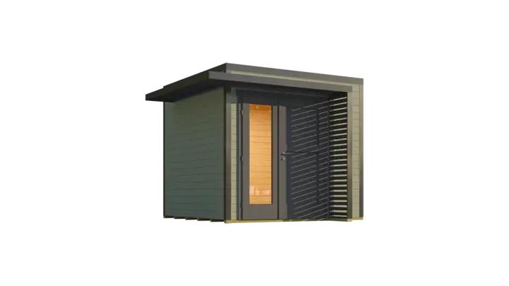 Gartenhaus Amberley, 250x250, Design-Doppeltür, grüngrau/anthrazit