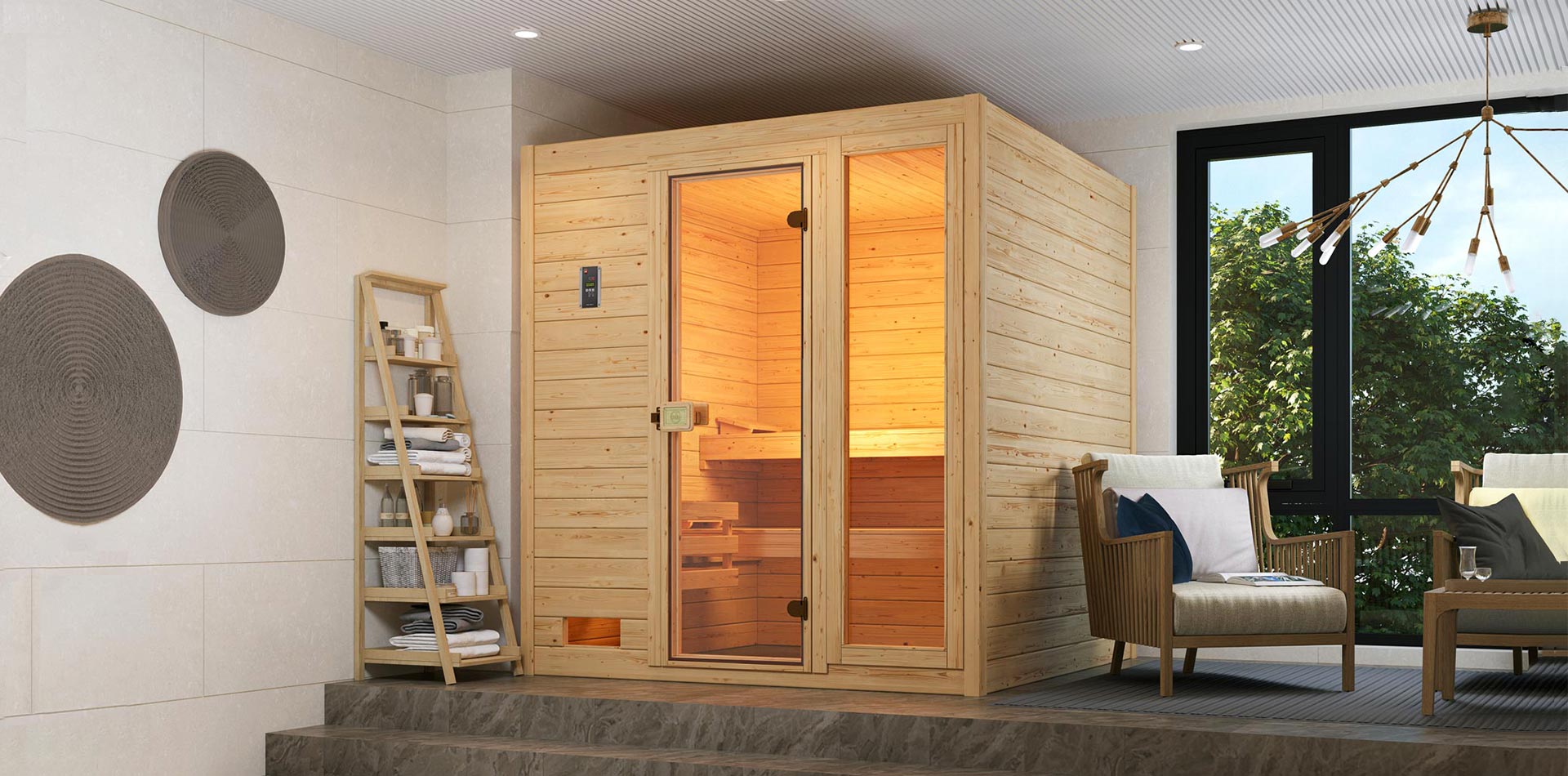 WEKA indoor Massivholz Sauna mit Glastüre