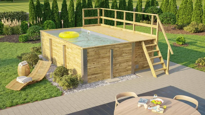 Gartenpool Siarago 595, 416x309, Folie Grau, Filteranlage