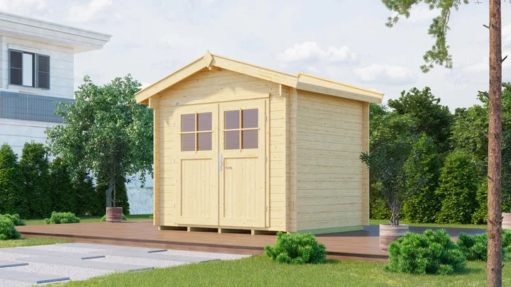 Gartenhaus Blumberg 112, 250x200, Satteldach, Doppeltür, naturbelassen