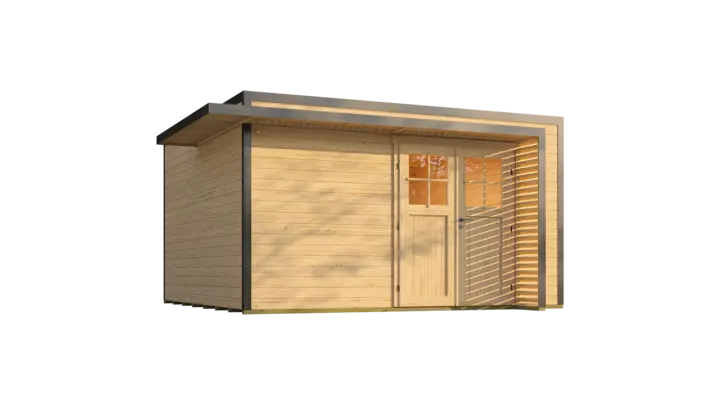 Gartenhaus Amberley, 400x400, Doppeltür, naturbelassen