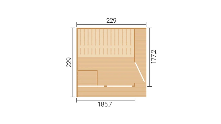 Saunahaus Viira 2, 229x229, Glastür, Fenster, Dachbahn, naturbelassen