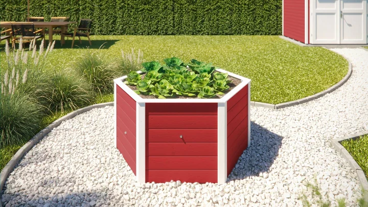 6-Eck-Hochbeet 669, 120x120, Schwedenrot
