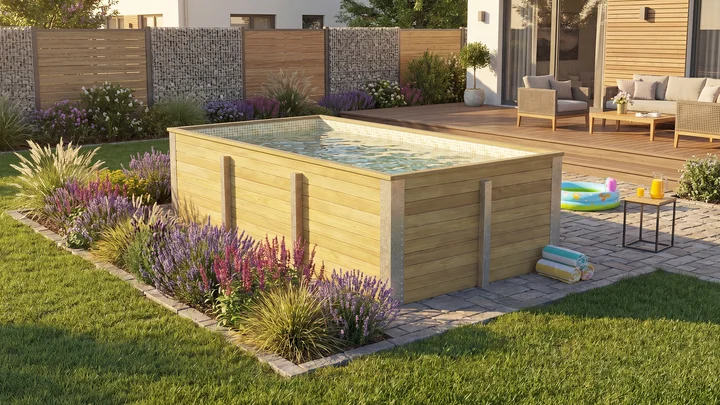 Gartenpool Siarago 595, 416x203, Folie Mosaik-Sand