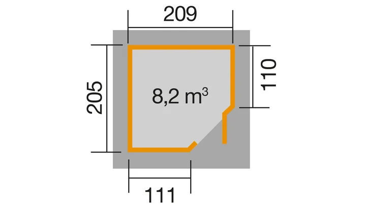 Gartenhaus Blackmount Angle 229, 209x205, Anthrazit