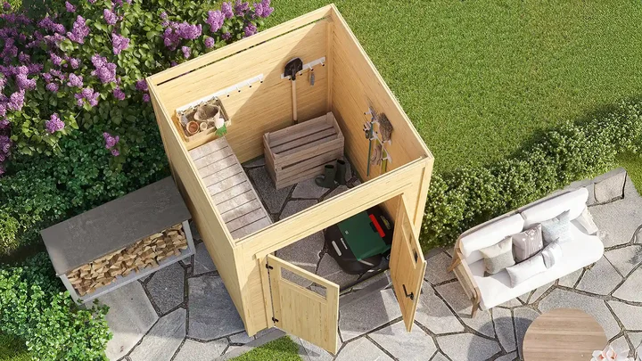 Gartenhaus Batu, 200x200, Doppeltür, naturbelassen