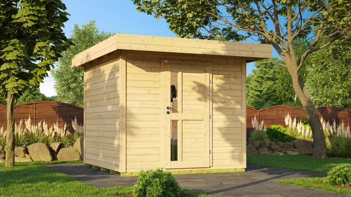 Gartenhaus Kingston 172, 235x241, Design-Einzeltür, naturbelassen