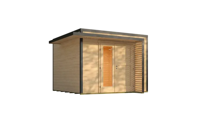 Gartenhaus Amberley, 300x300, Design-Doppeltür, naturbelassen