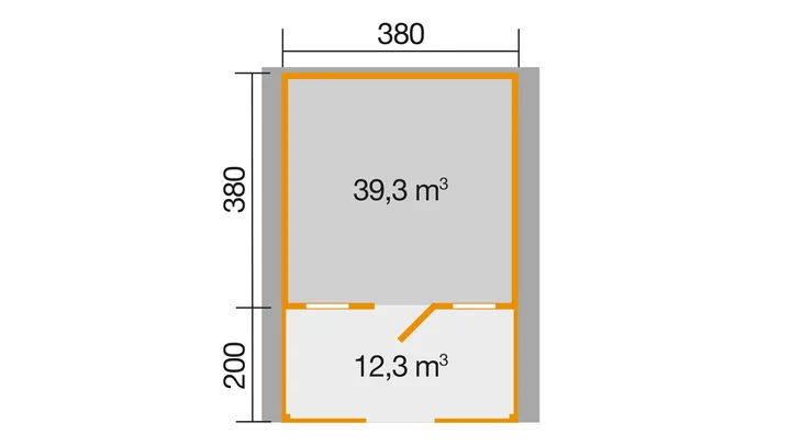 Gartenhaus Blumberg 135, 380x580, Naturbelassen