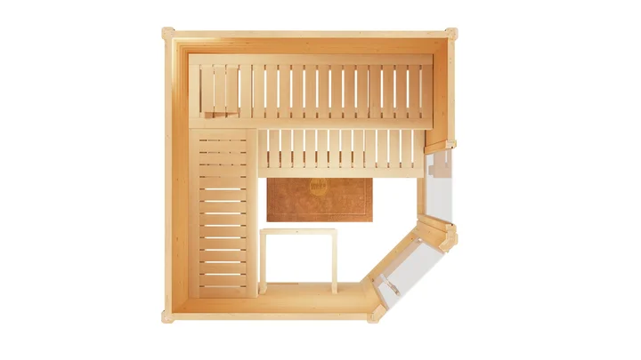Massivholzsauna Cubilis wekaLine, 195x195, Fenster, Glastür