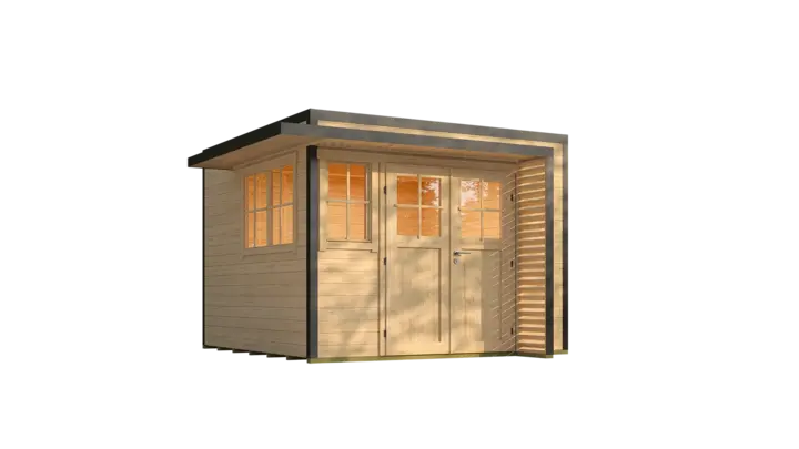 Gartenhaus Amberley, 300x300, Doppeltür, 2 Fenster, naturbelassen