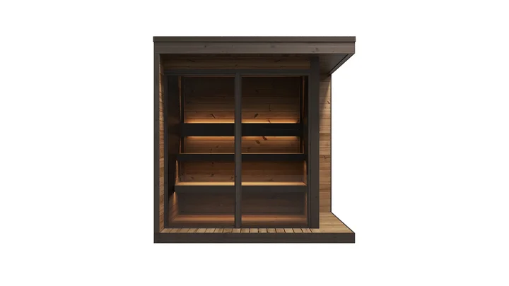 Saunahaus Viira 2, 229x229, Glastür, Fenster, Dachbahn, naturbelassen