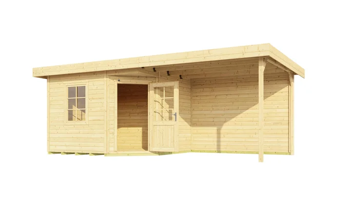 Gartenhaus Winton 213, 601x298, Anbau2, Einzeltür, Fenster, naturbelassen