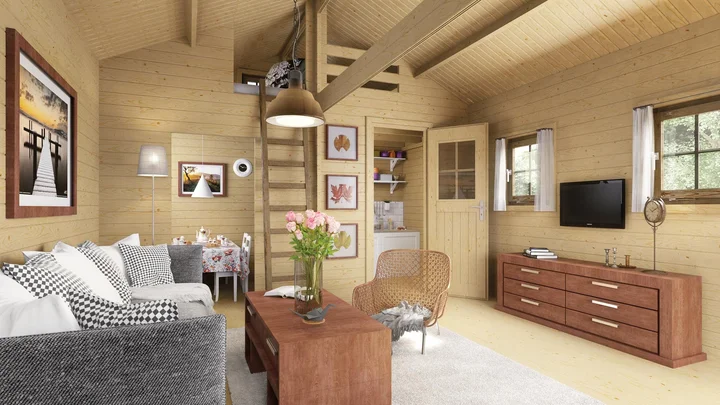 Weekendhaus Teola 155, 430x560, Schlafboden, 3 Räume, naturbelassen