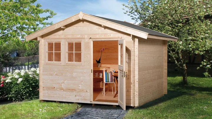 Gartenhaus Blumberg 139, 300x300, Doppelfenster, Einzeltür, naturbelassen