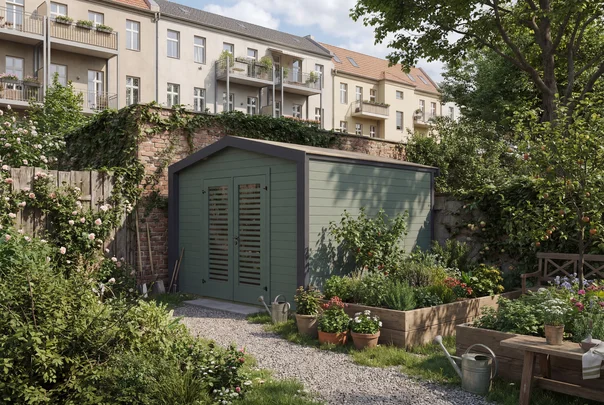 Gartenhaus Killarney, 300x300, Grüngrau/Anthrazit