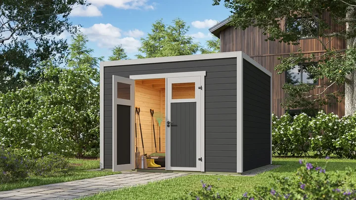 Gartenhaus Batu, 300x300, Doppeltür, anthrazit/grau