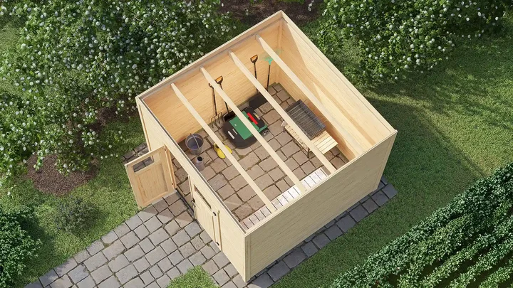 Gartenhaus Batu, 300x300, Doppeltür, naturbelassen