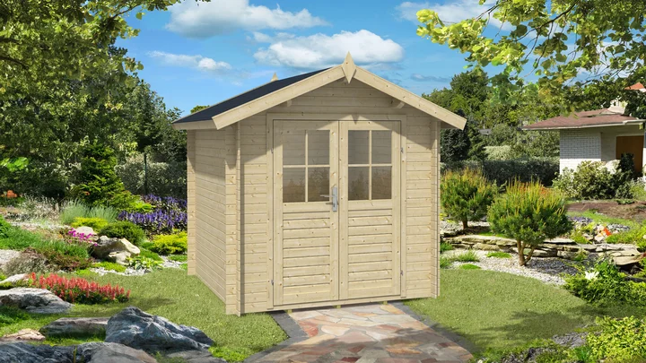 Gartenhaus Louis 6, 200x200, Satteldach, Doppeltür, naturbelassen