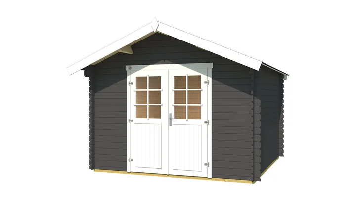 Gartenhaus Vaduz 209, 300x300, Rahmen-Doppeltür, carbongrau