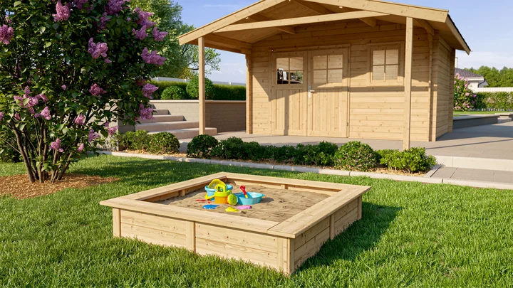 Sandkasten 816, 119x119, Naturbelassen, Plane