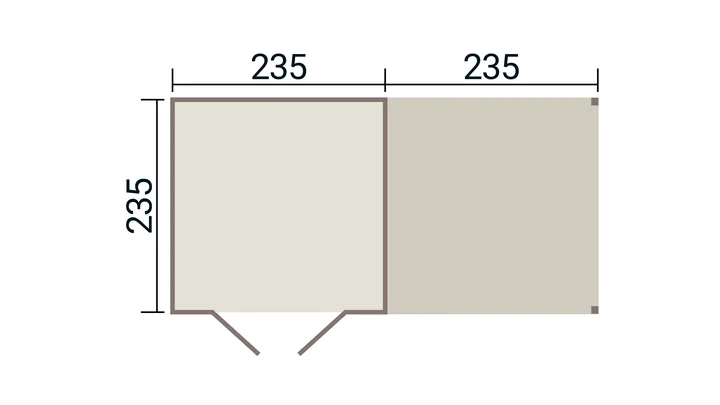 Gartenhaus Lugo, 235x235, Doppeltür, Anbau, anthrazit