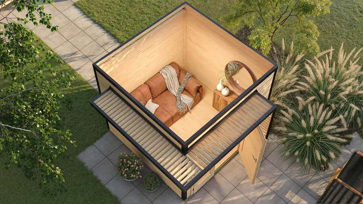 Gartenhaus Amberley, 250x250, Design-Doppeltür, naturbelassen