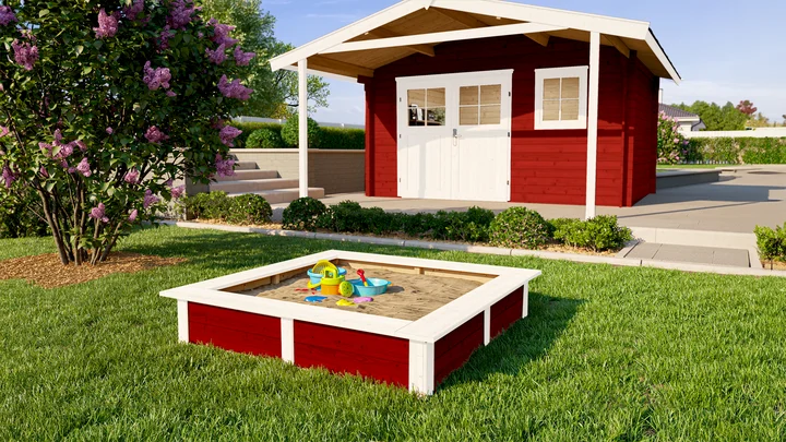 Sandkasten 816, 119x119, Schwedenrot