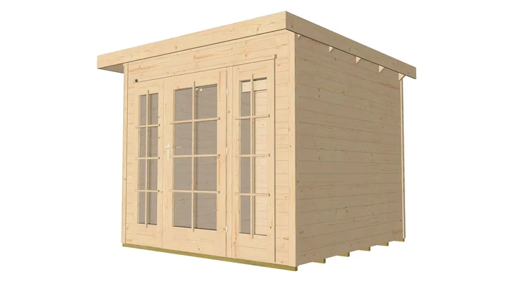 Gartenhaus Melton 172, 235x239, 2 Fenster, Panorama-Einzeltür, naturbelassen