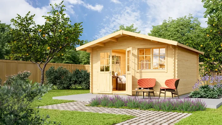 Gartenhaus Livigno 401, 390x300, Doppelfenster, Doppeltür, naturbelassen