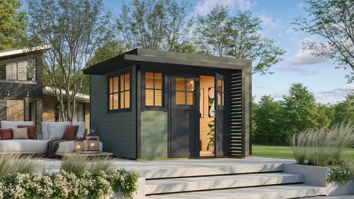 Gartenhaus Amberley, 300x300, Grüngrau/Anthrazit