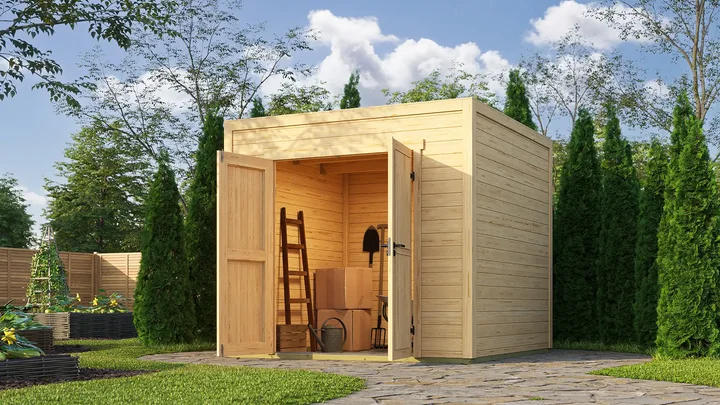 Gartenhaus Batu, 250x200, Vollholz-Doppeltür, naturbelassen