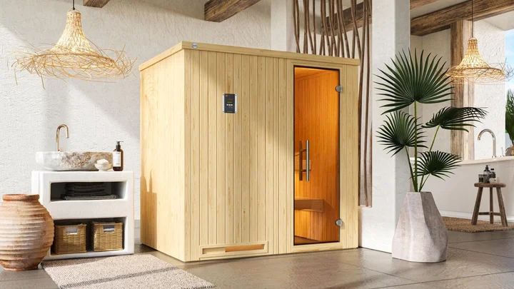 Elementsauna Halmstad, 192x142, Glastür